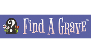 Find a Grave website text logo on a purple background